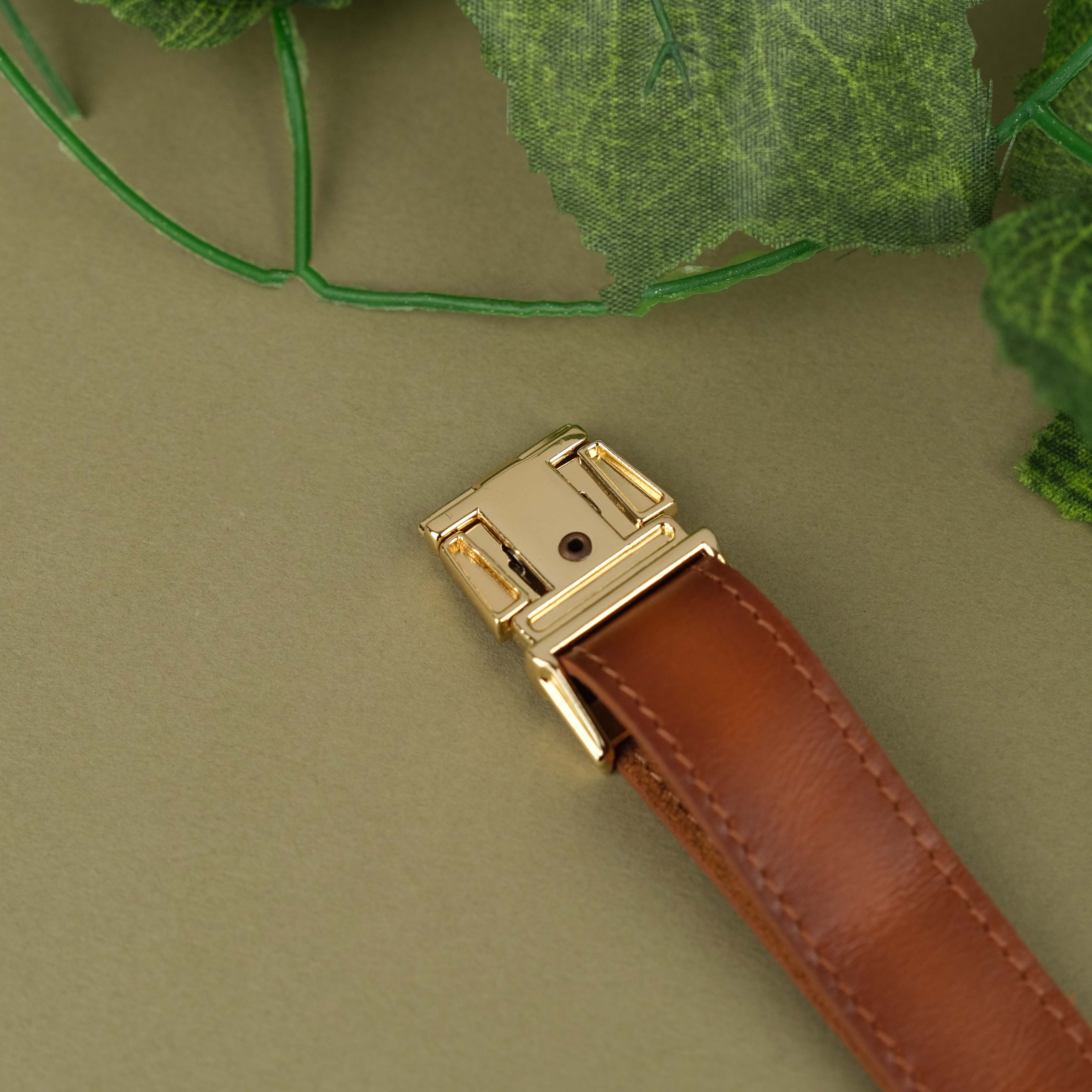 Tan Handcrafted Leather Dog Collar with Airtag Slot