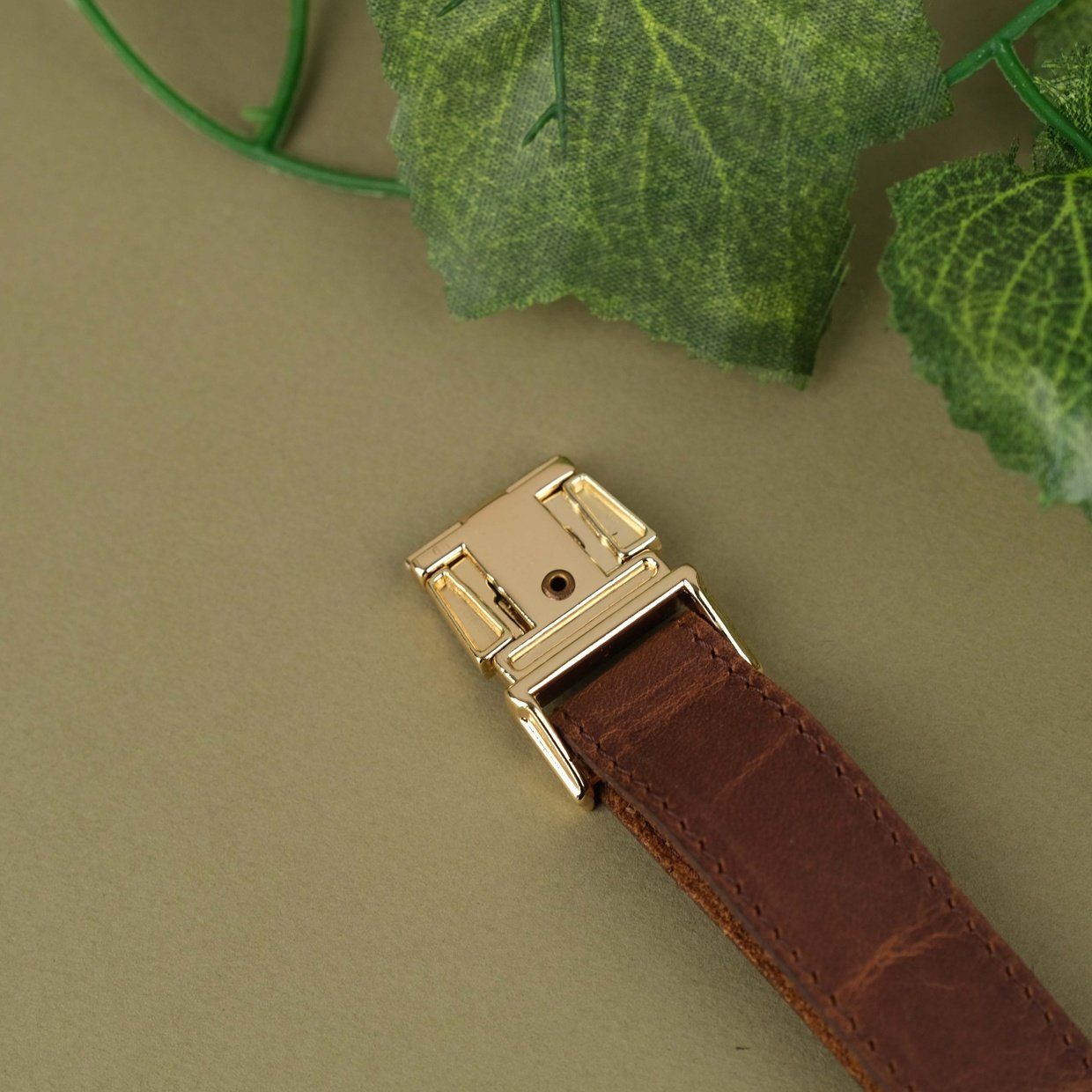 Brown Handcrafted Leather Dog Collar with Airtag Slot
