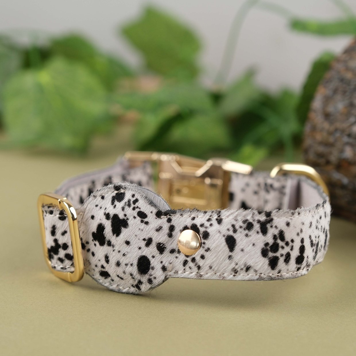 Dalmatian Handcrafted Leather Dog Collar with Airtag Slot