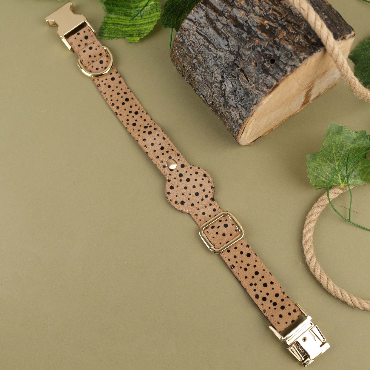Sprinkle Handcrafted Leather Dog Collar with Airtag Slot