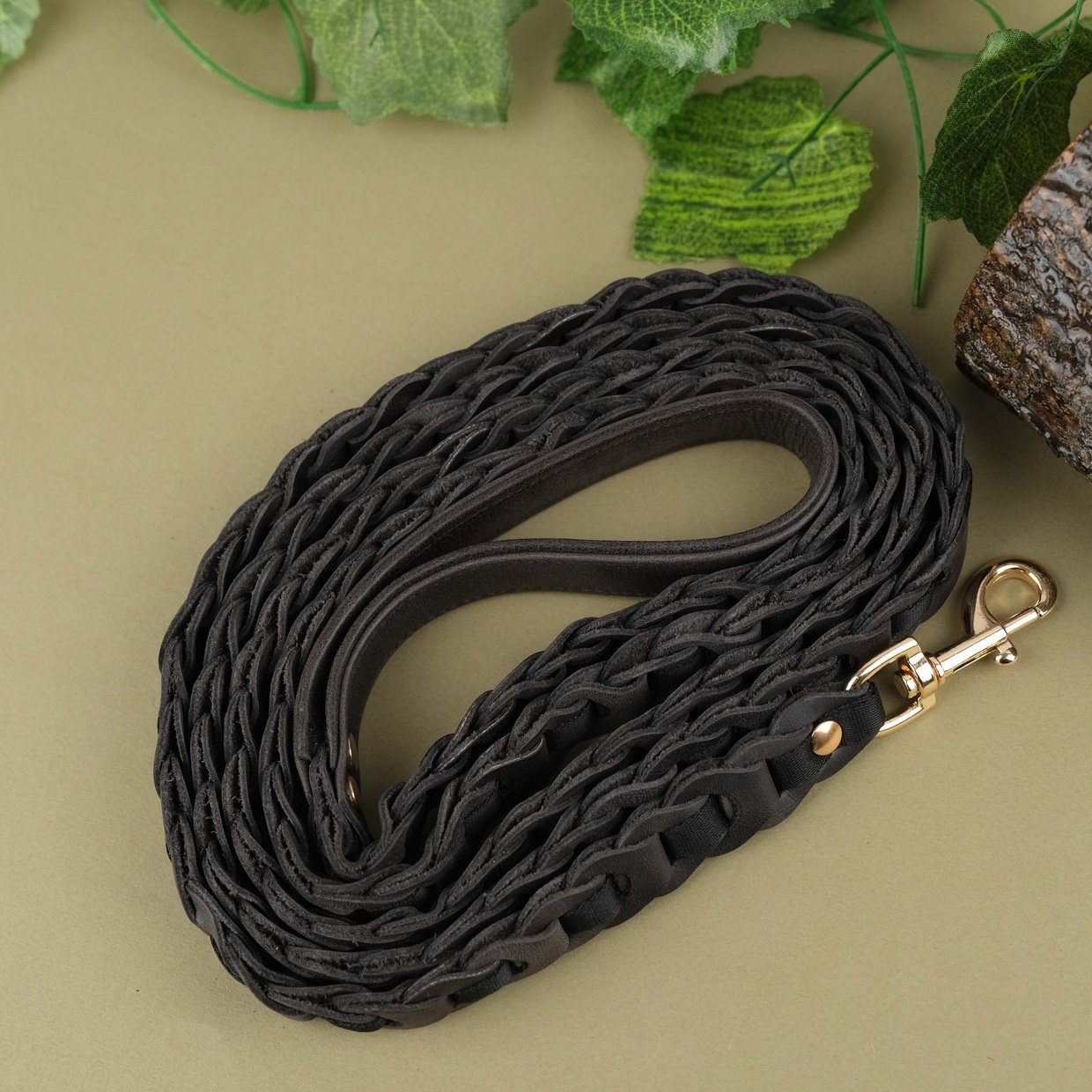 Black Leather Pet Leash