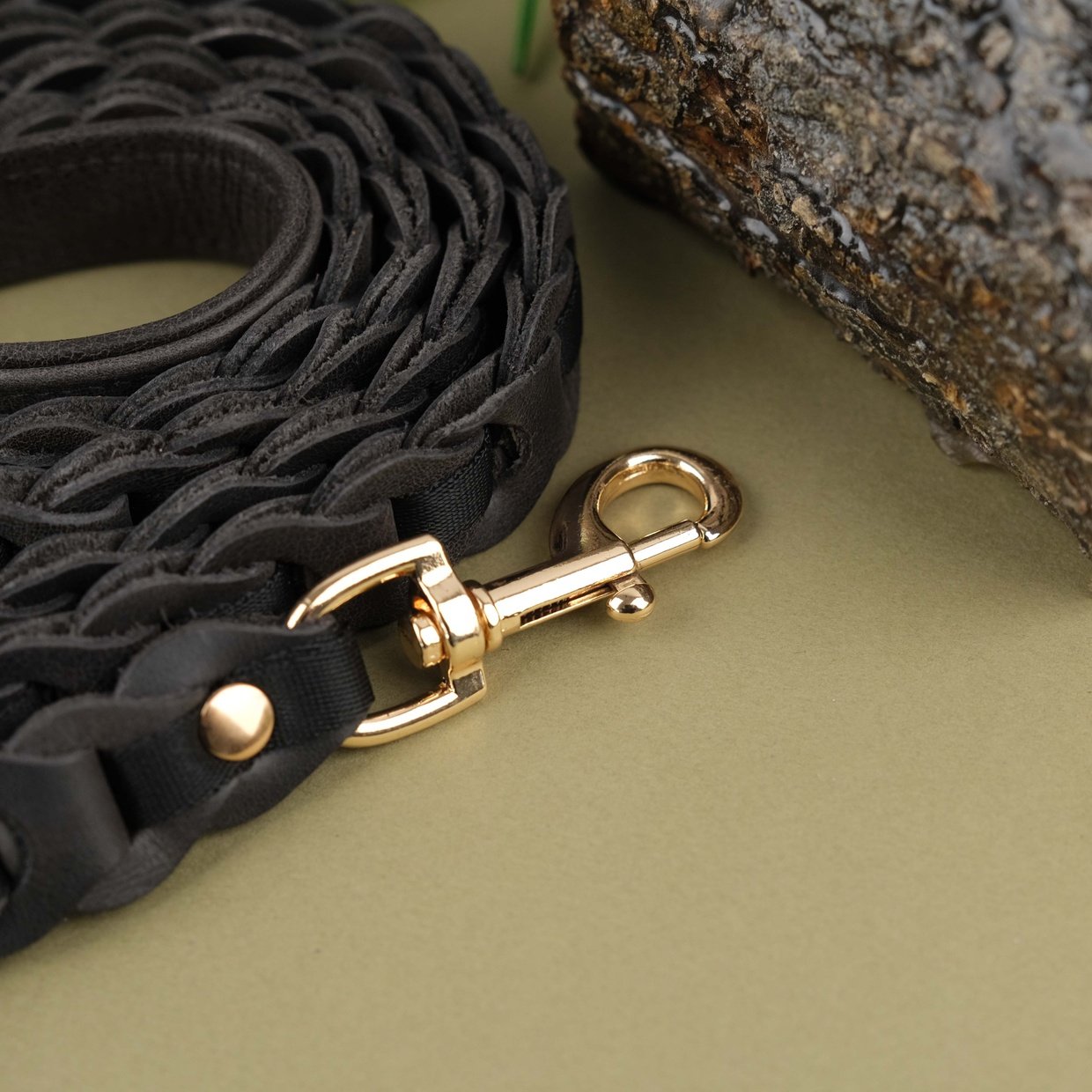 Black Leather Pet Leash