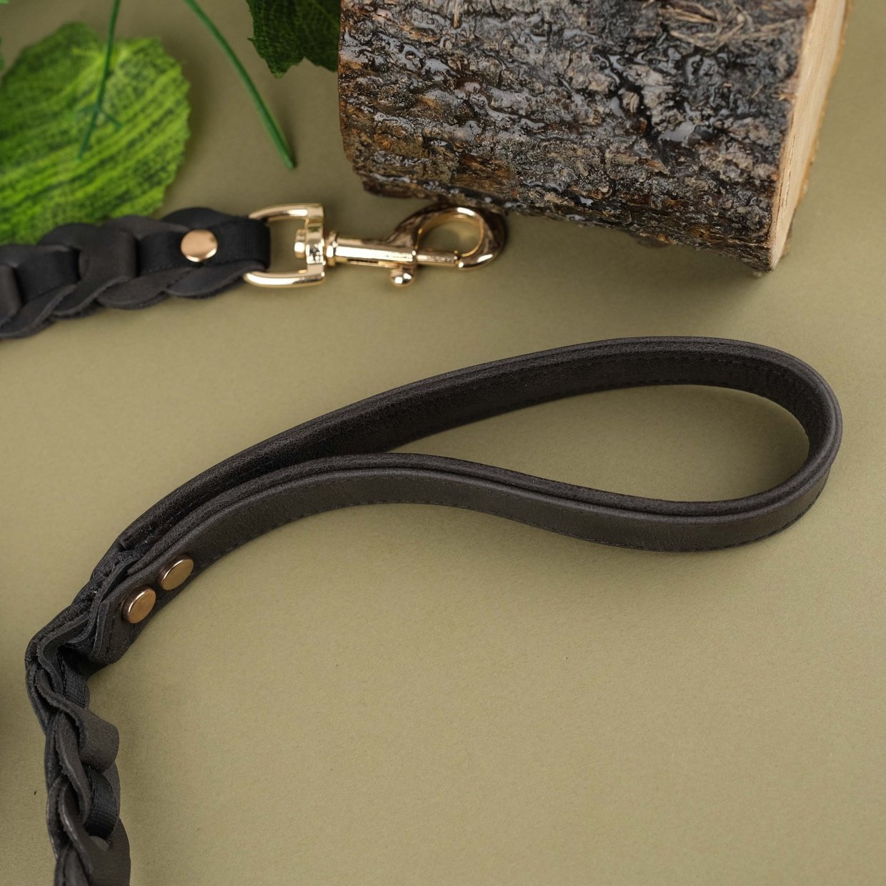 Black Leather Pet Leash