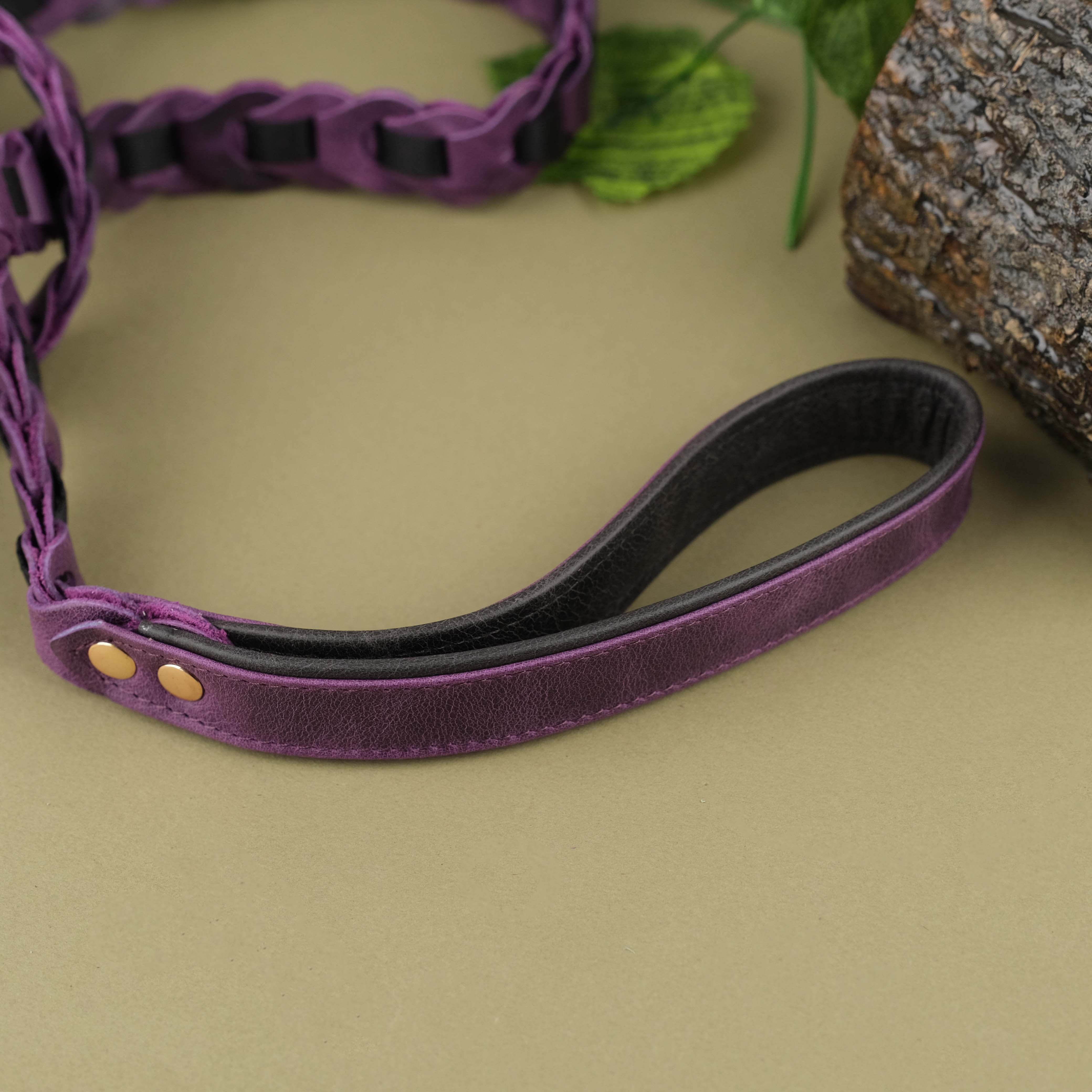 Purple Leather Pet Leash