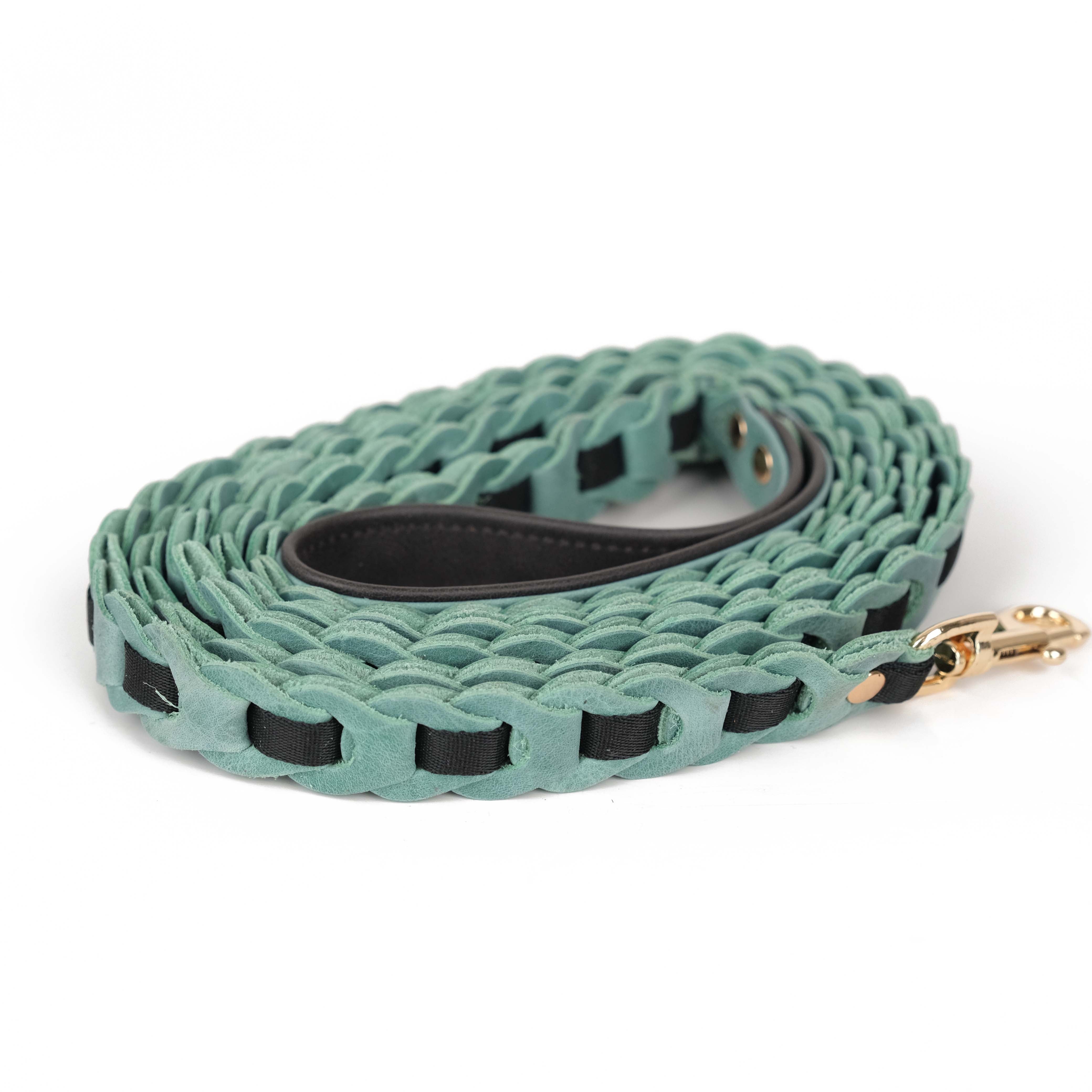 Almond Green Leather Pet Leash
