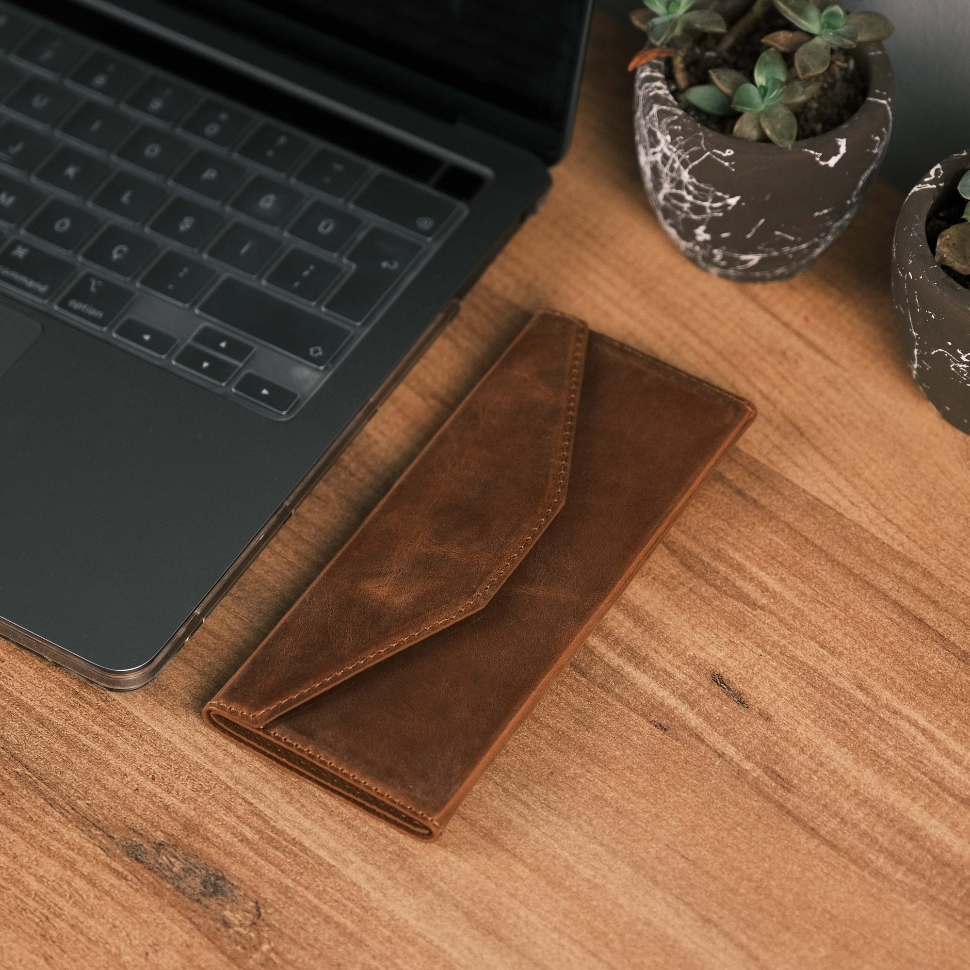 Antique Brown Foldable Eyeglasses Case