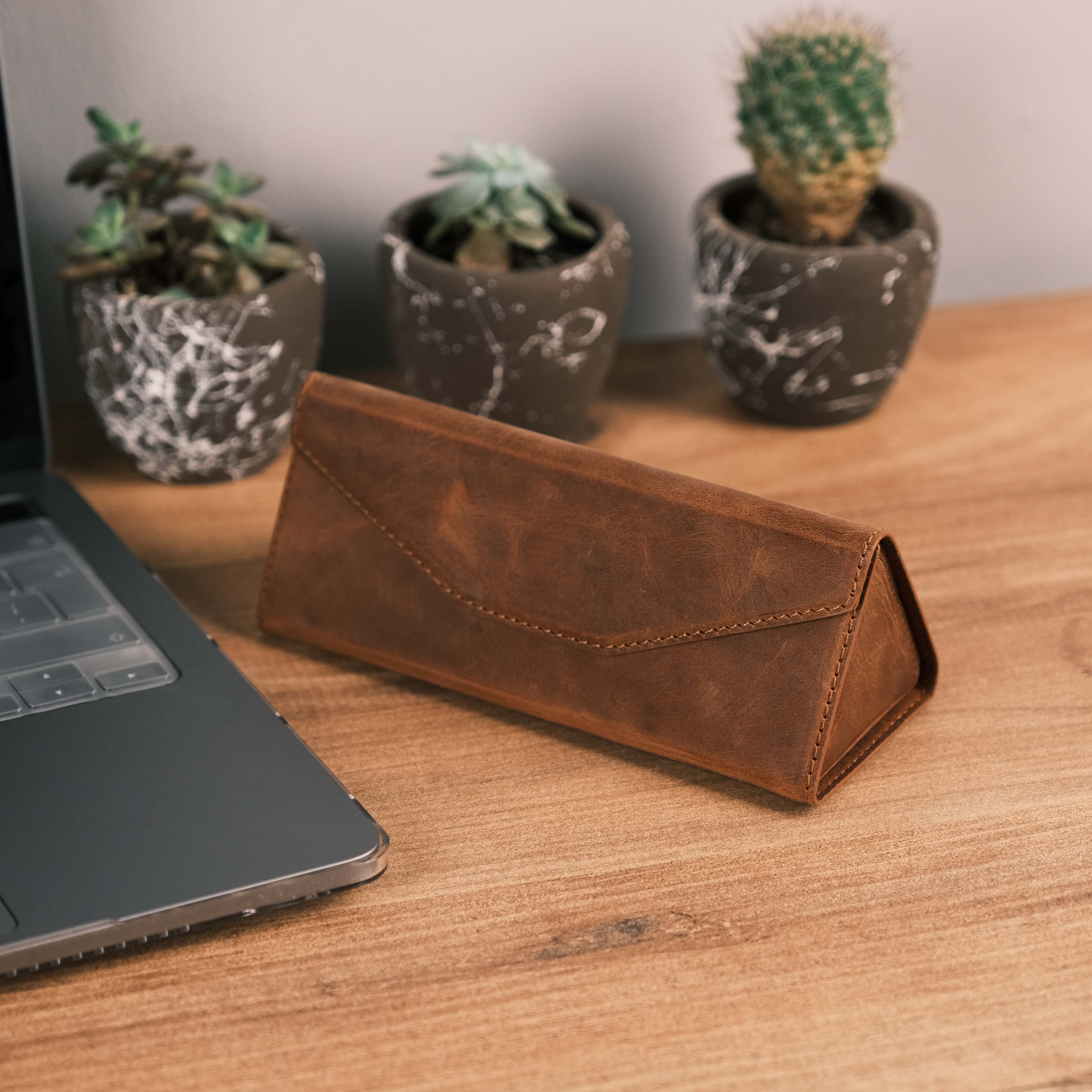 Antique Brown Glasses Case Hard