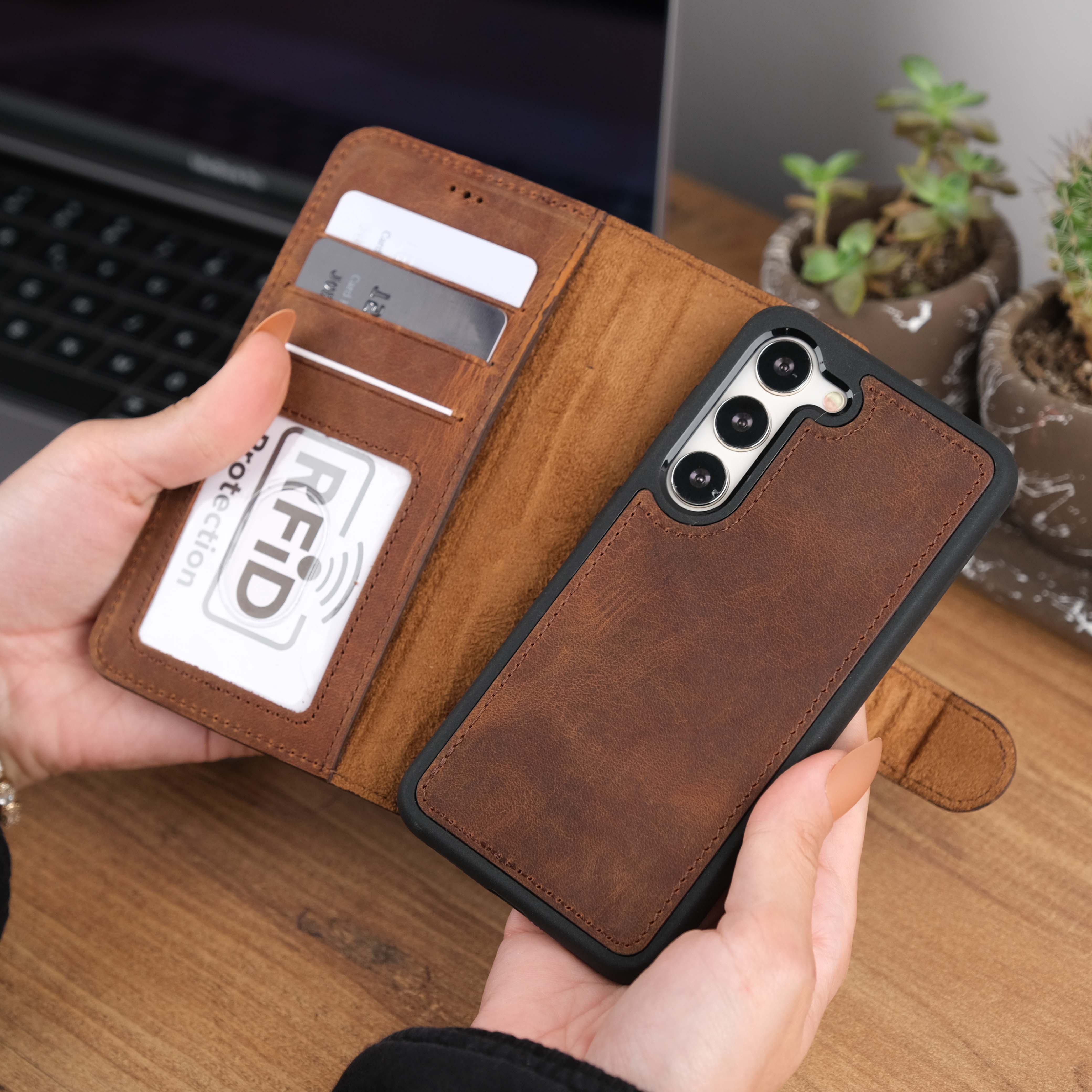 Antique Brown Leather Galaxy S23 Case