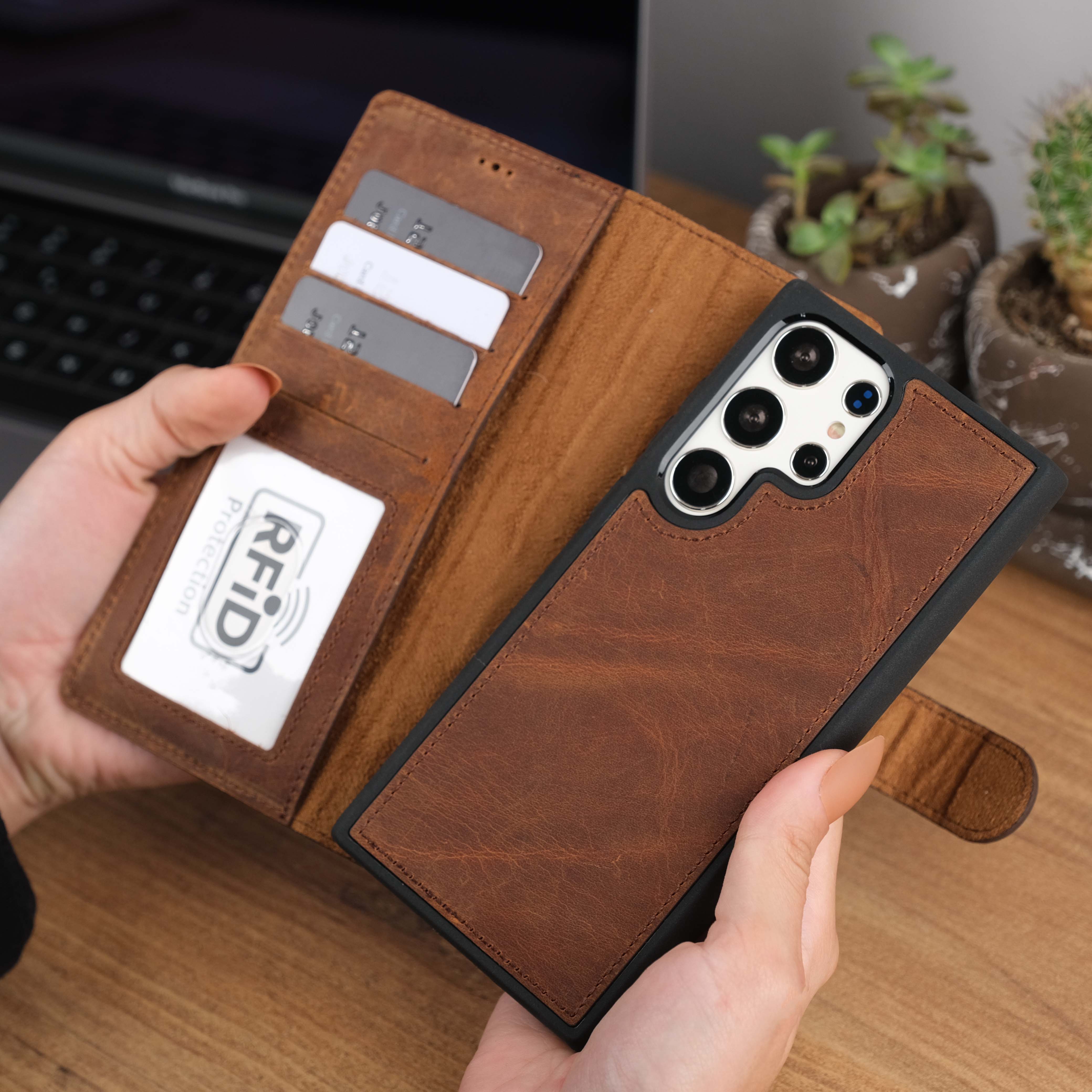 Antique Brown Leather Galaxy S23 Ultra Case