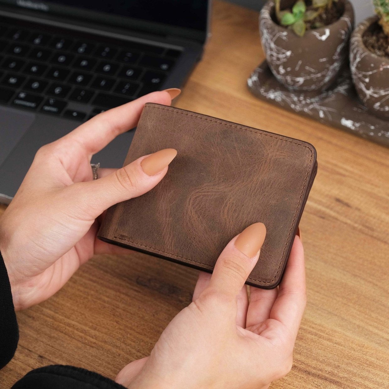 Antique Brown Leather Handcrafted Slim Wallet