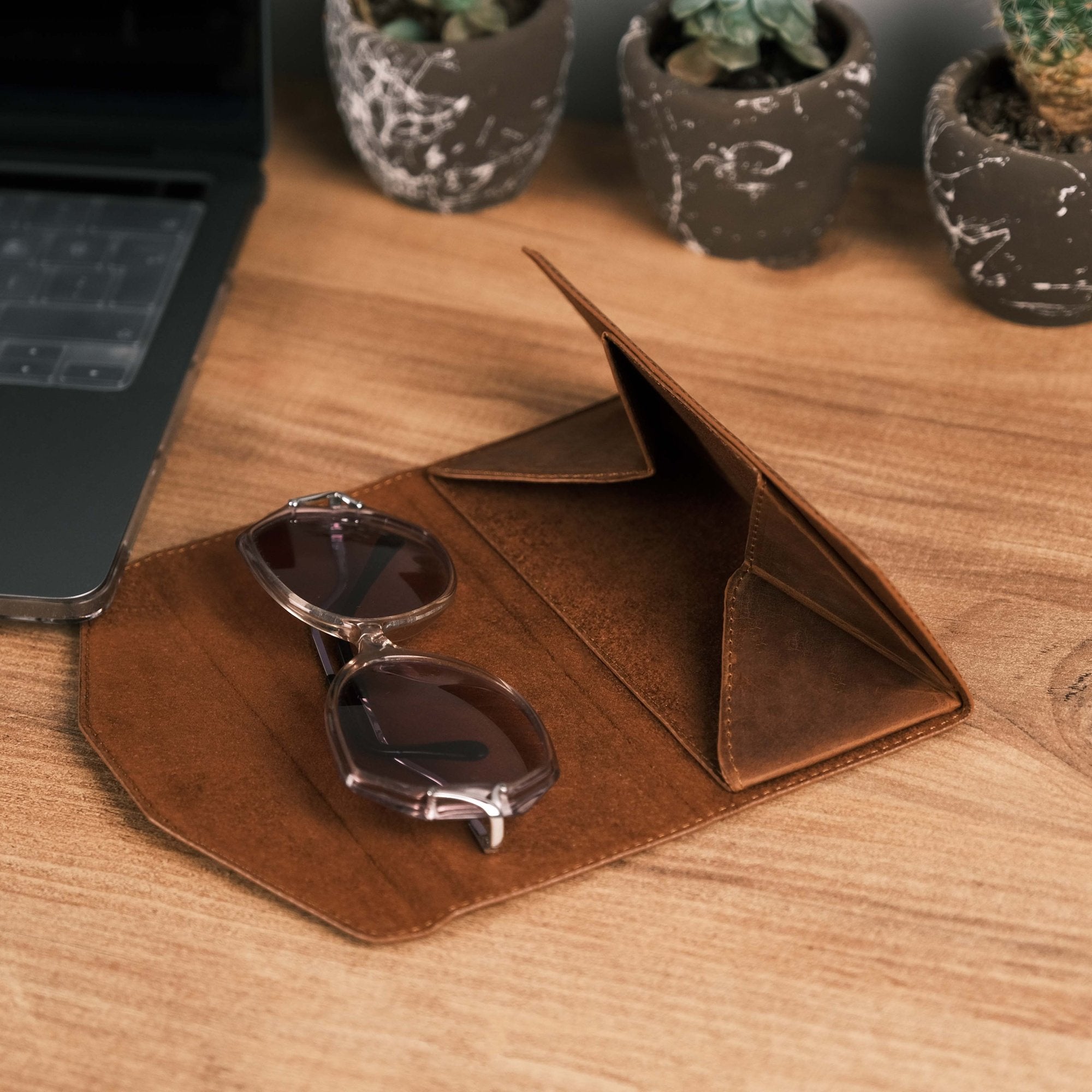 Antique Brown Leather Sunglasses Case