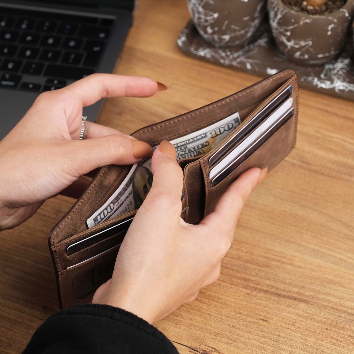 Antique Brown Leather Wallet Spacious Slots