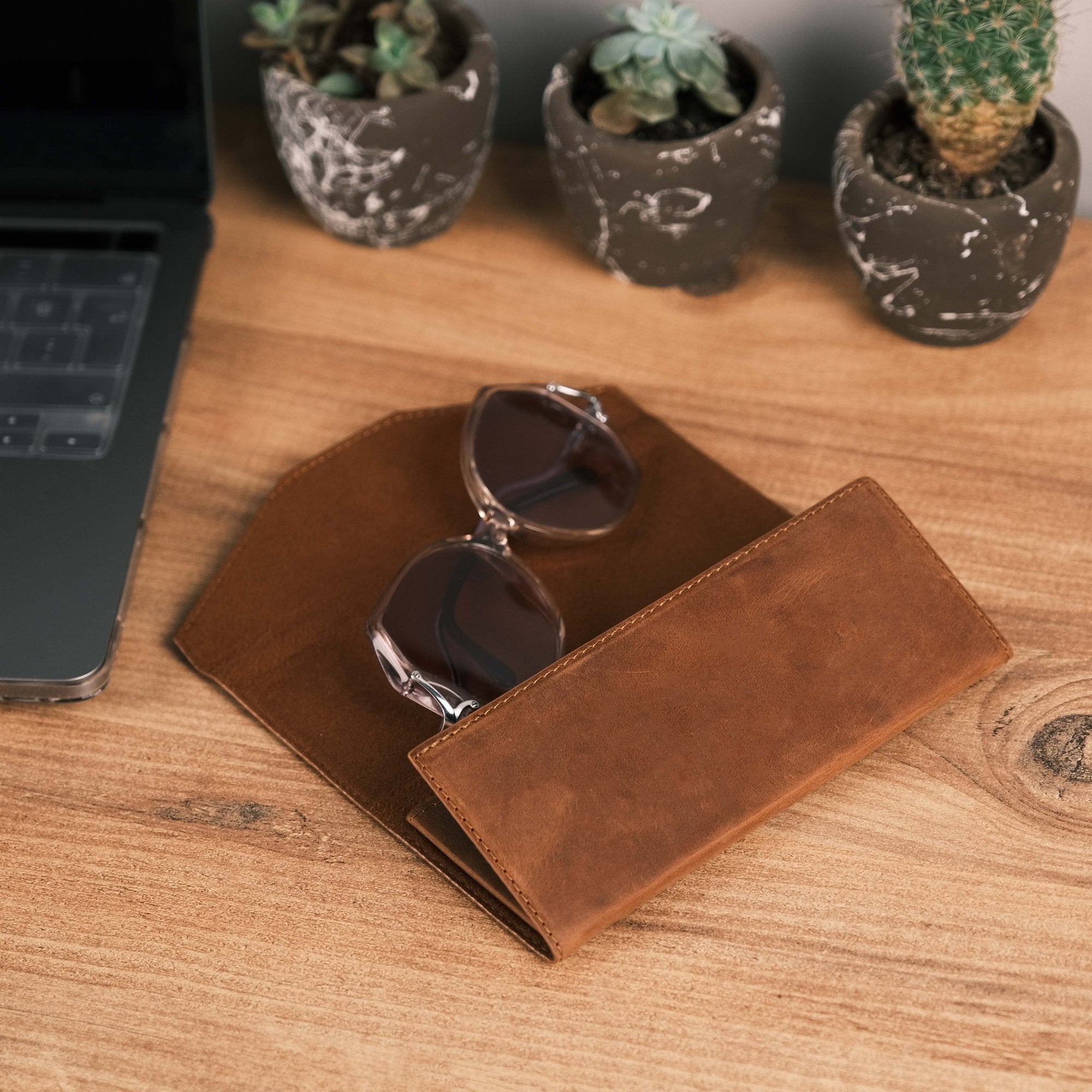 Antique Brown Space Saving Glasses Case