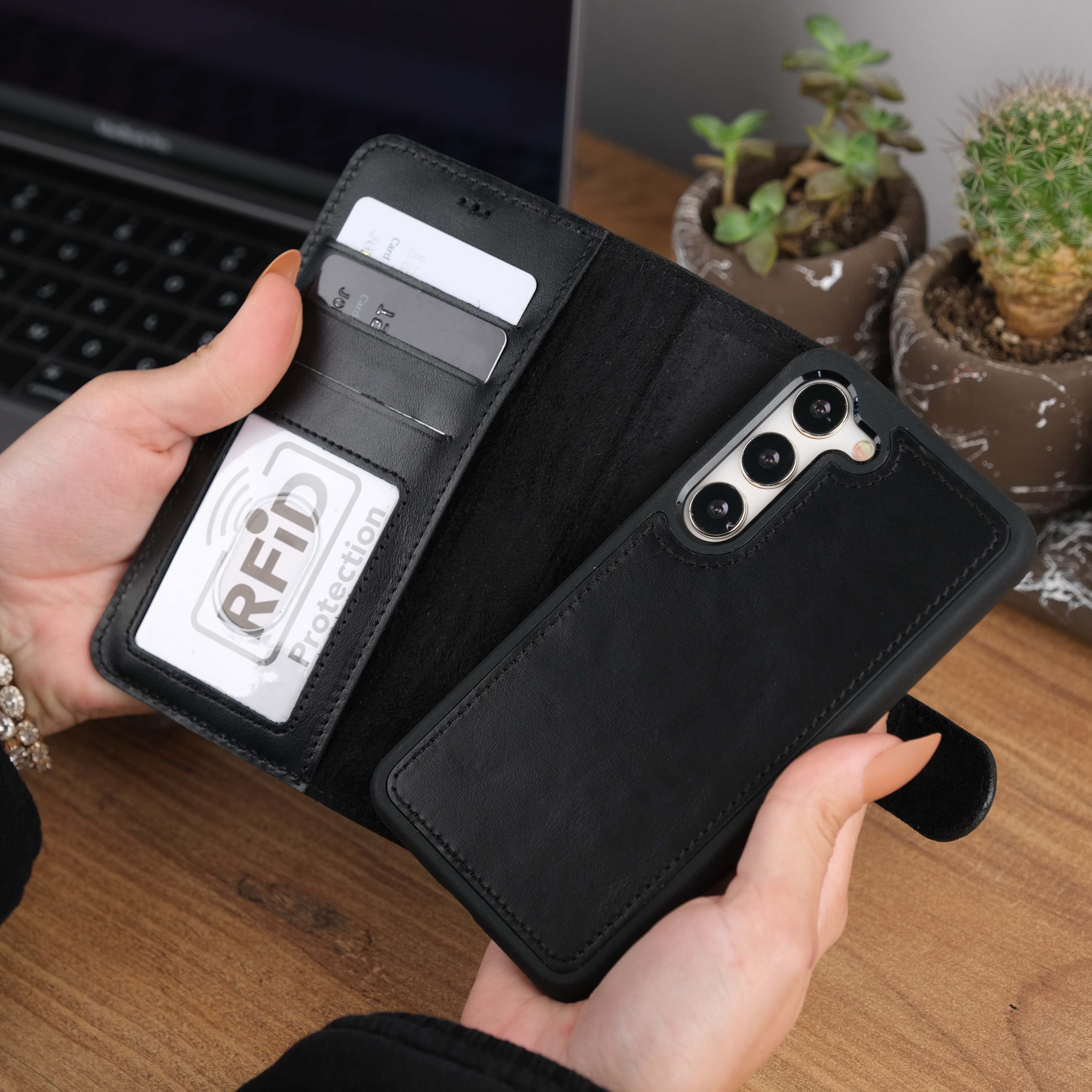 Black Leather Galaxy S23 Case