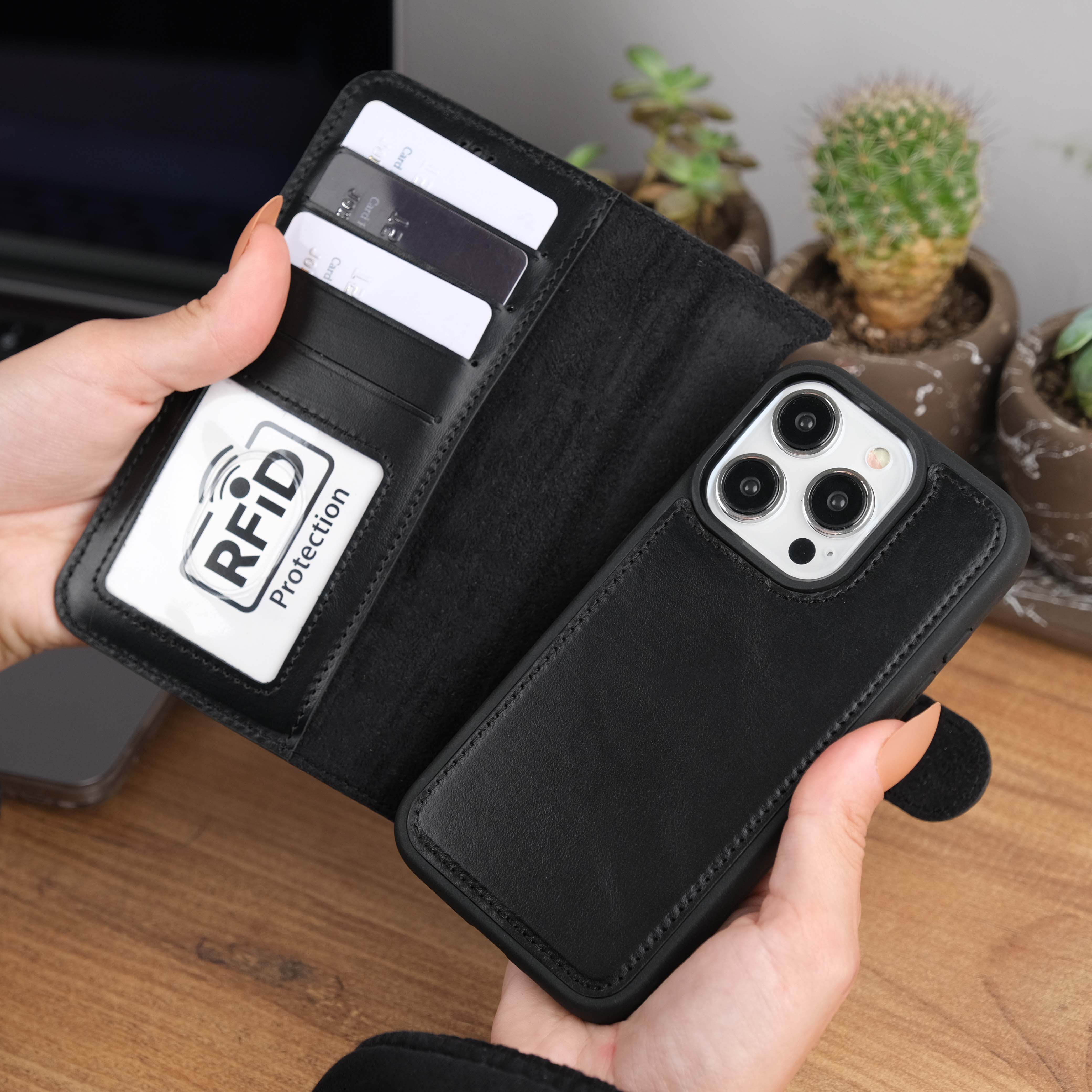 Black Leather iPhone 15 Pro Max Case