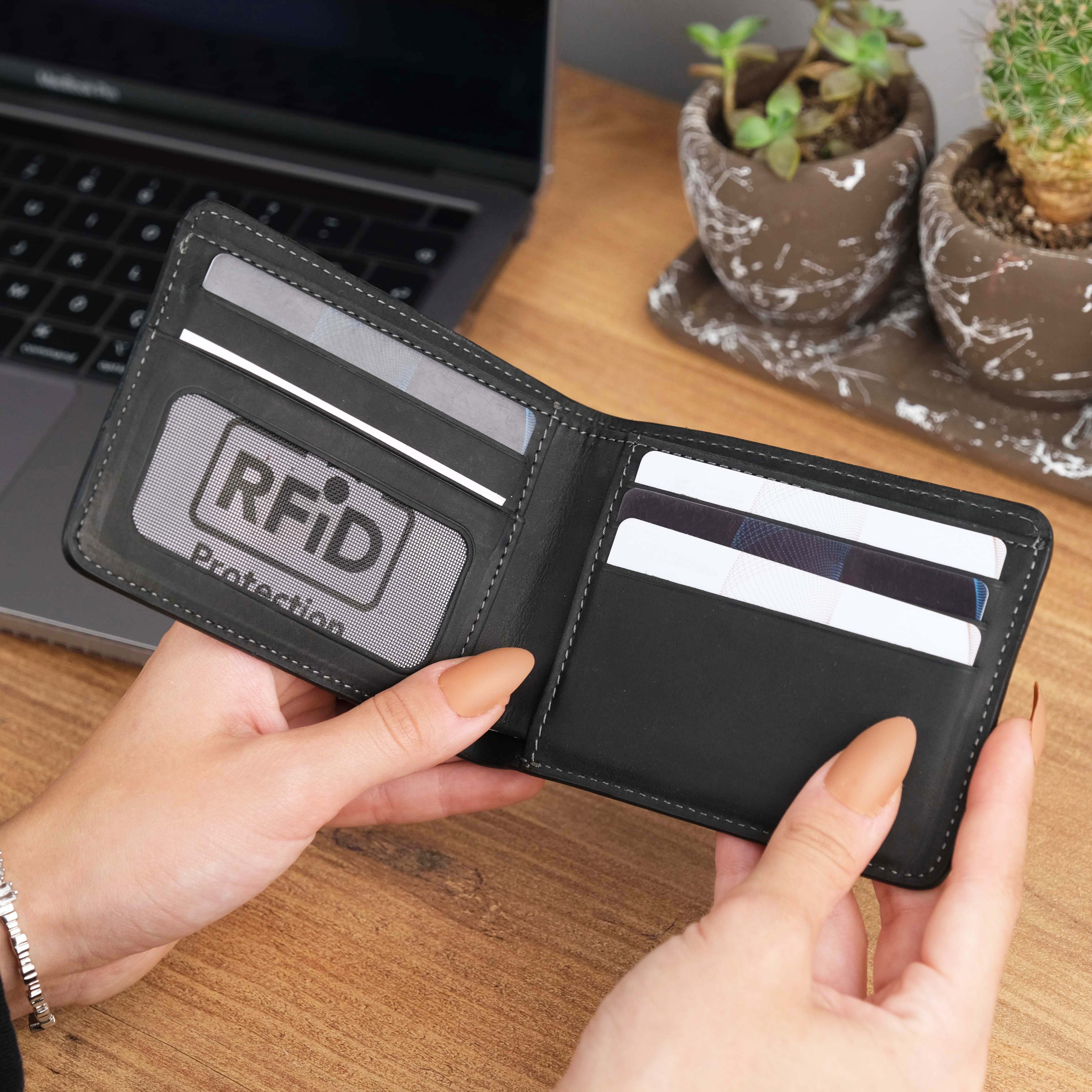 Black Leather Wallet for Men