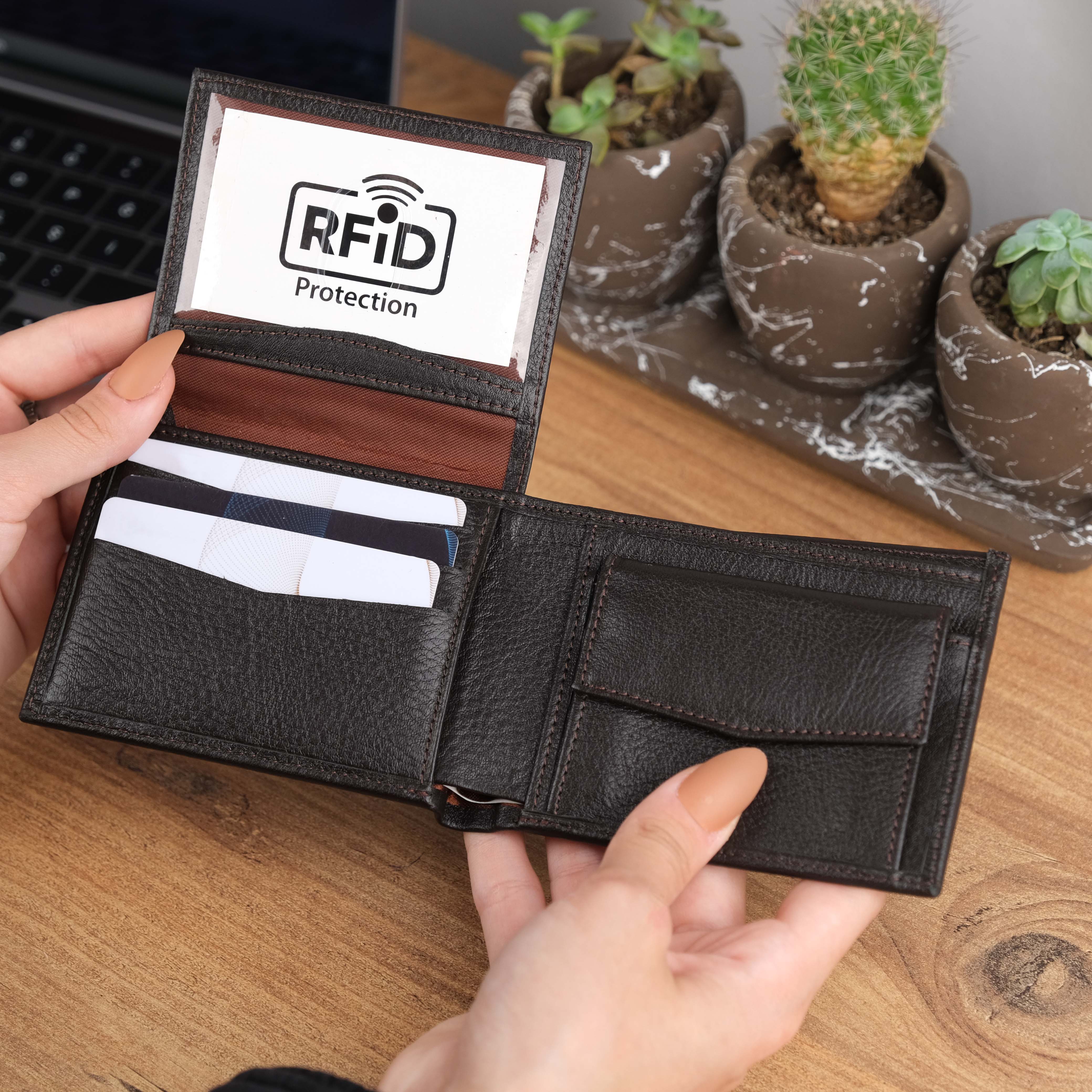 Dark Brown Leather Handmade Wallet for Men
