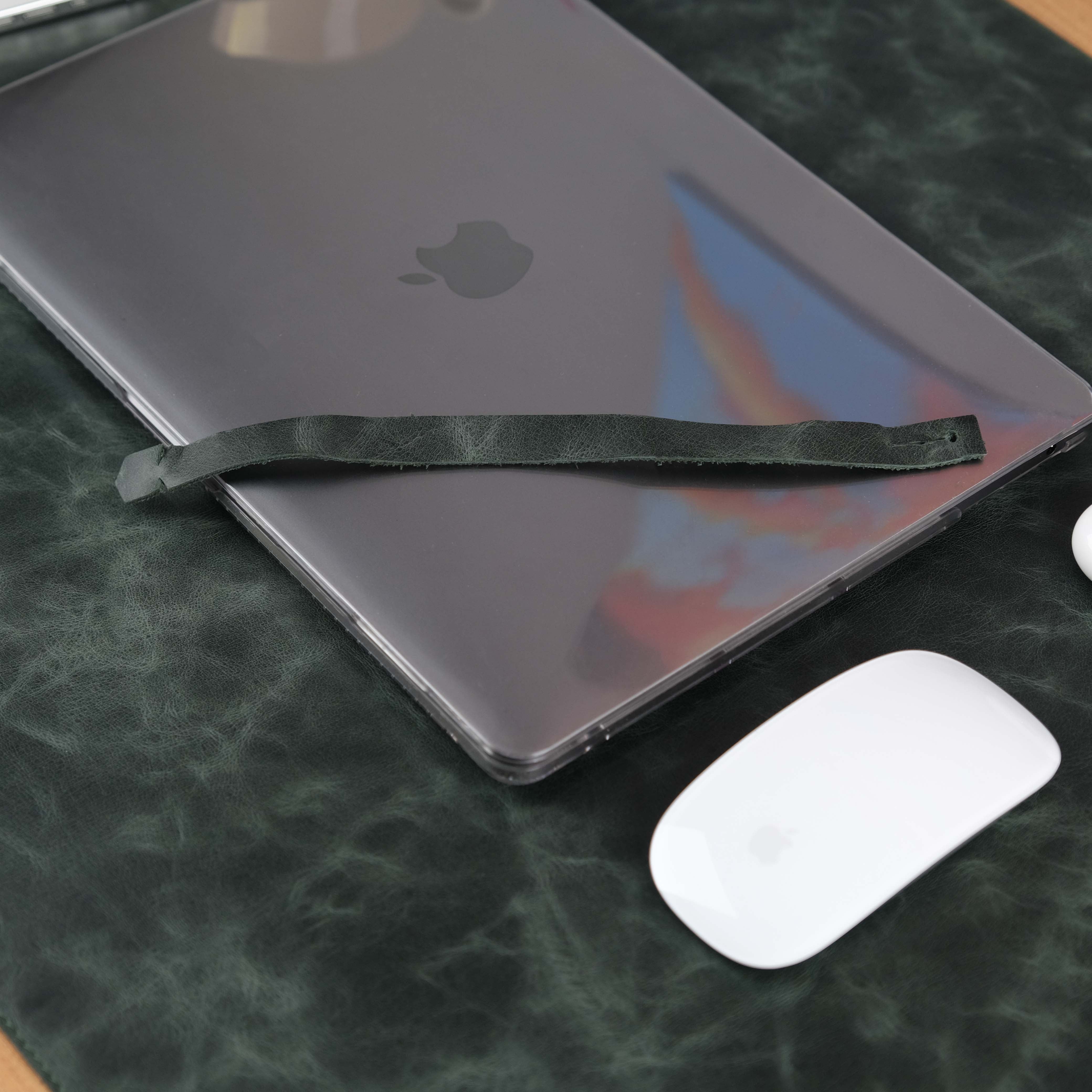 Dark Green Leather Large Mouse Pad