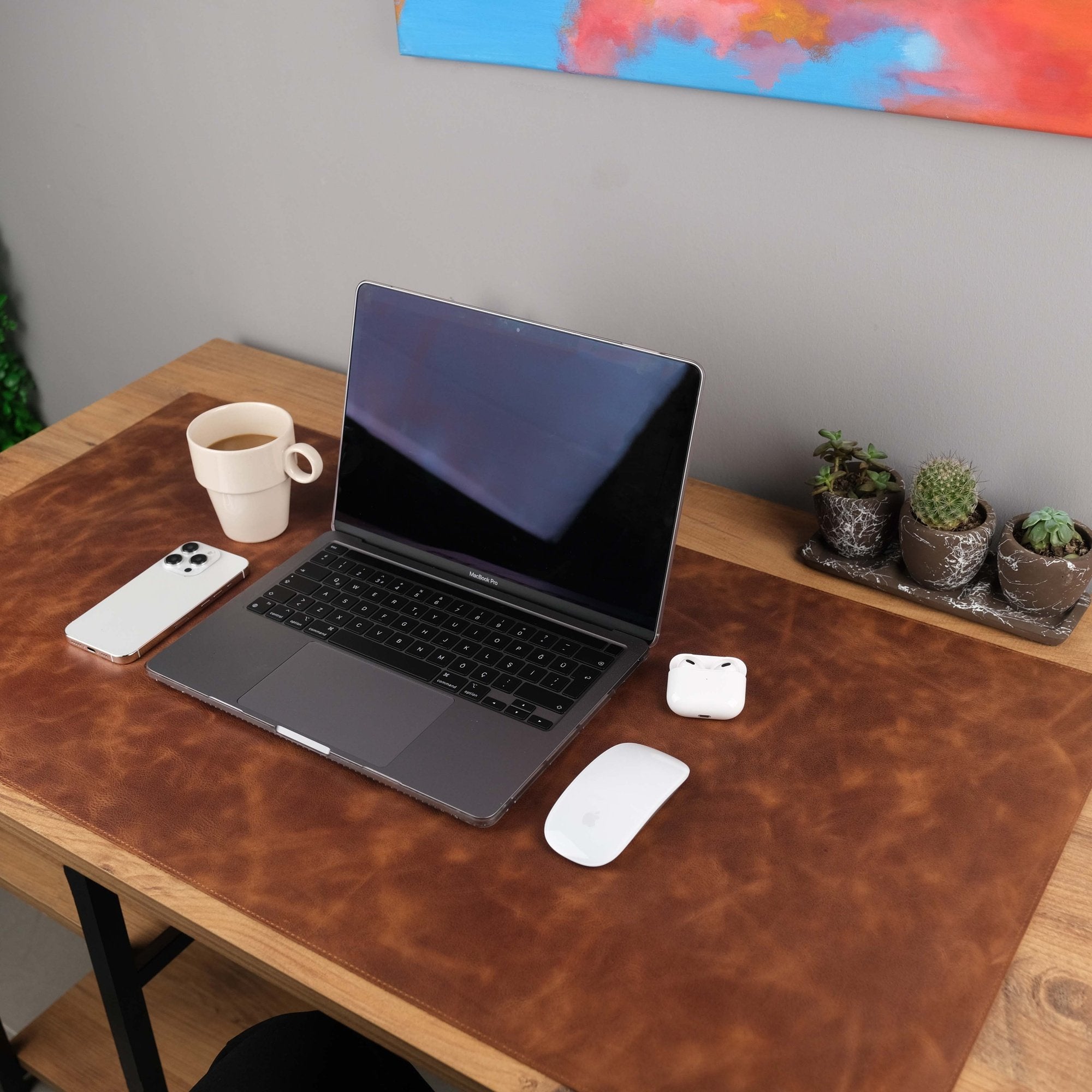 Light Brown Leather Deskmat as a Desk Accessory