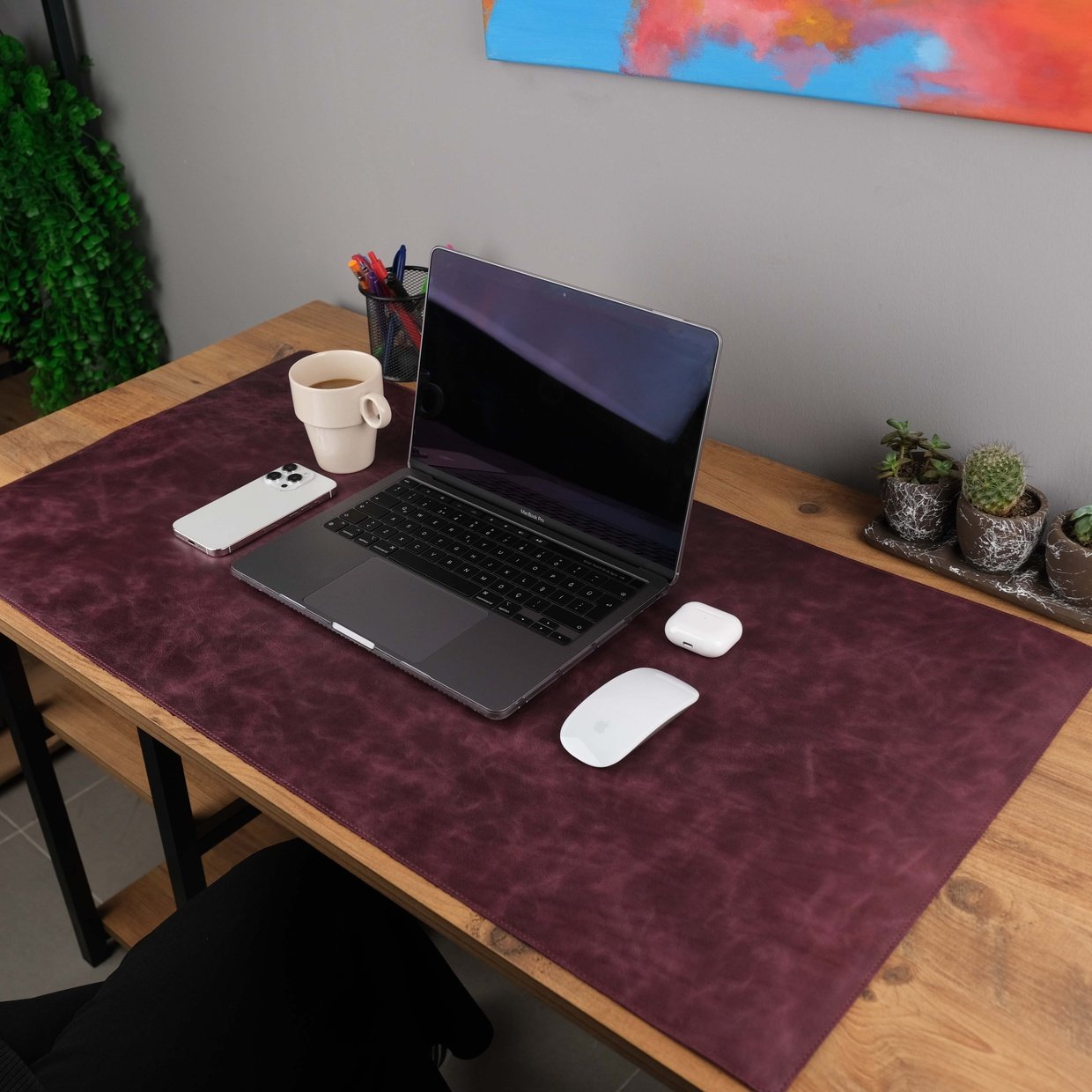 Purple Leather Deskmat as a Desk Accessory