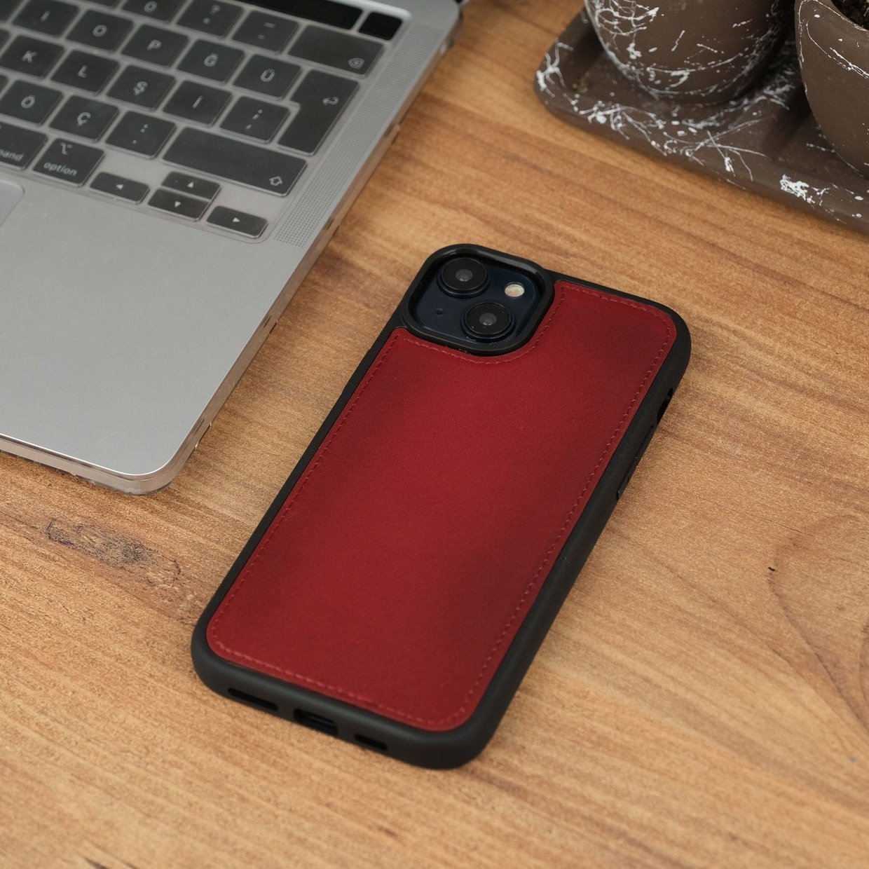 Red iPhone 15 Case Shock Proof Rubber Edging