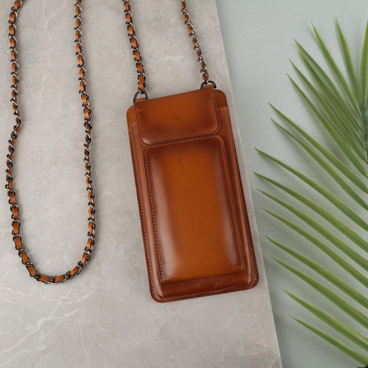 Tan Leather Crossbody Bag Compact & Portable