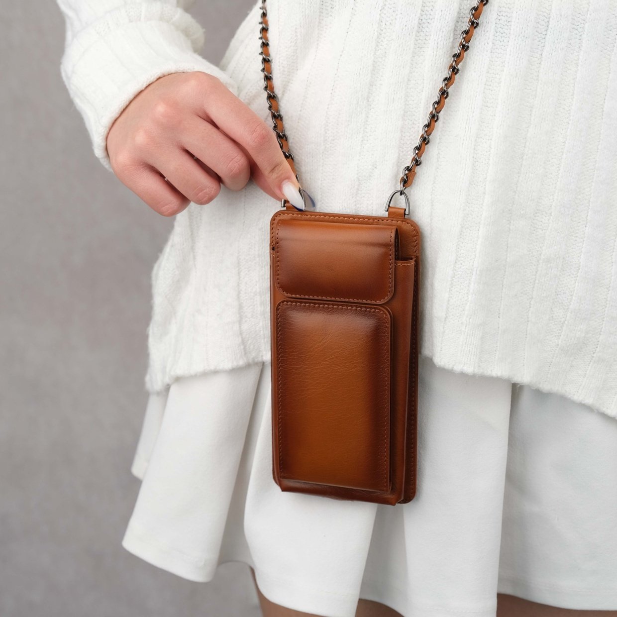 Tan Leather Crossbody Bag for Women