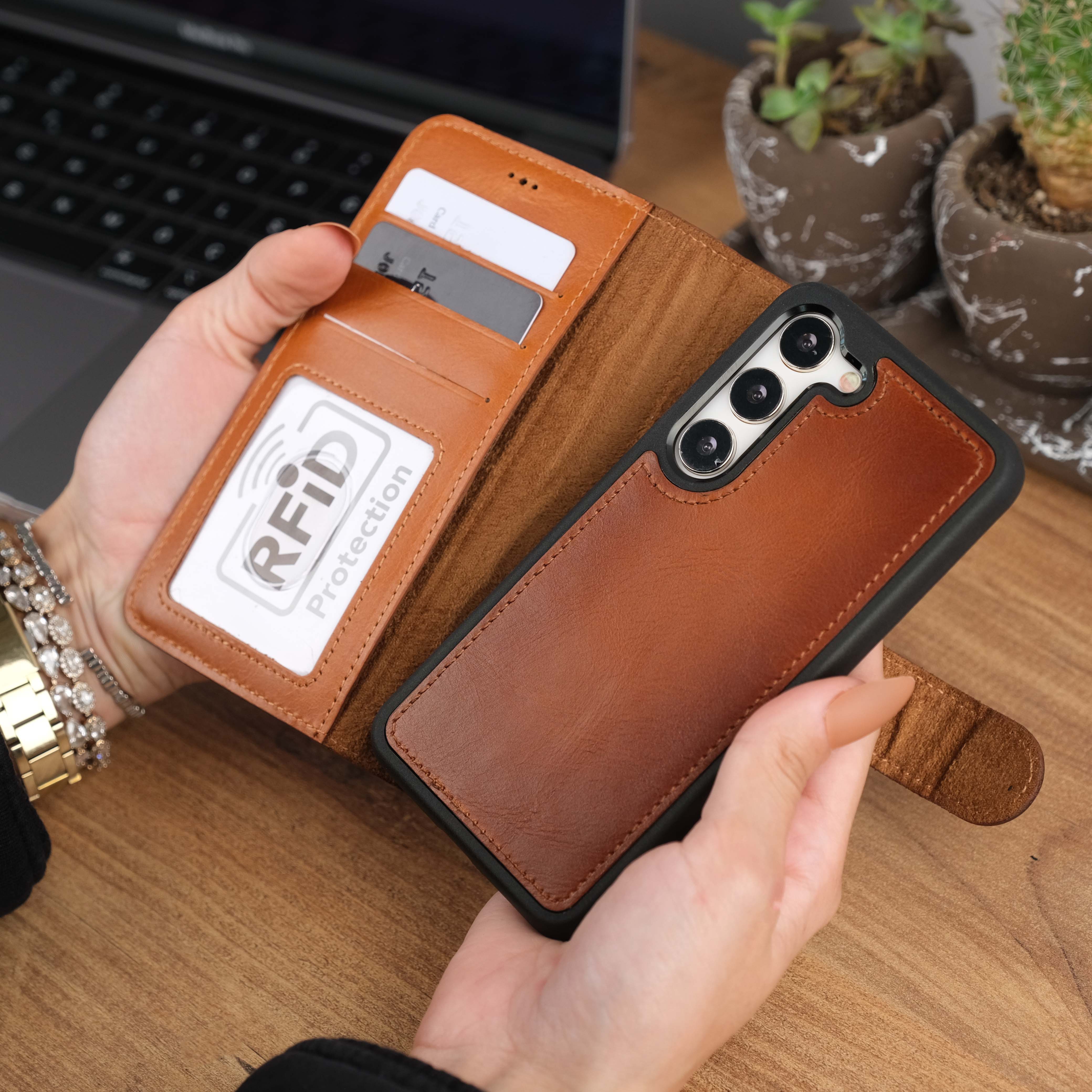 Tan Leather Galaxy S23 Case
