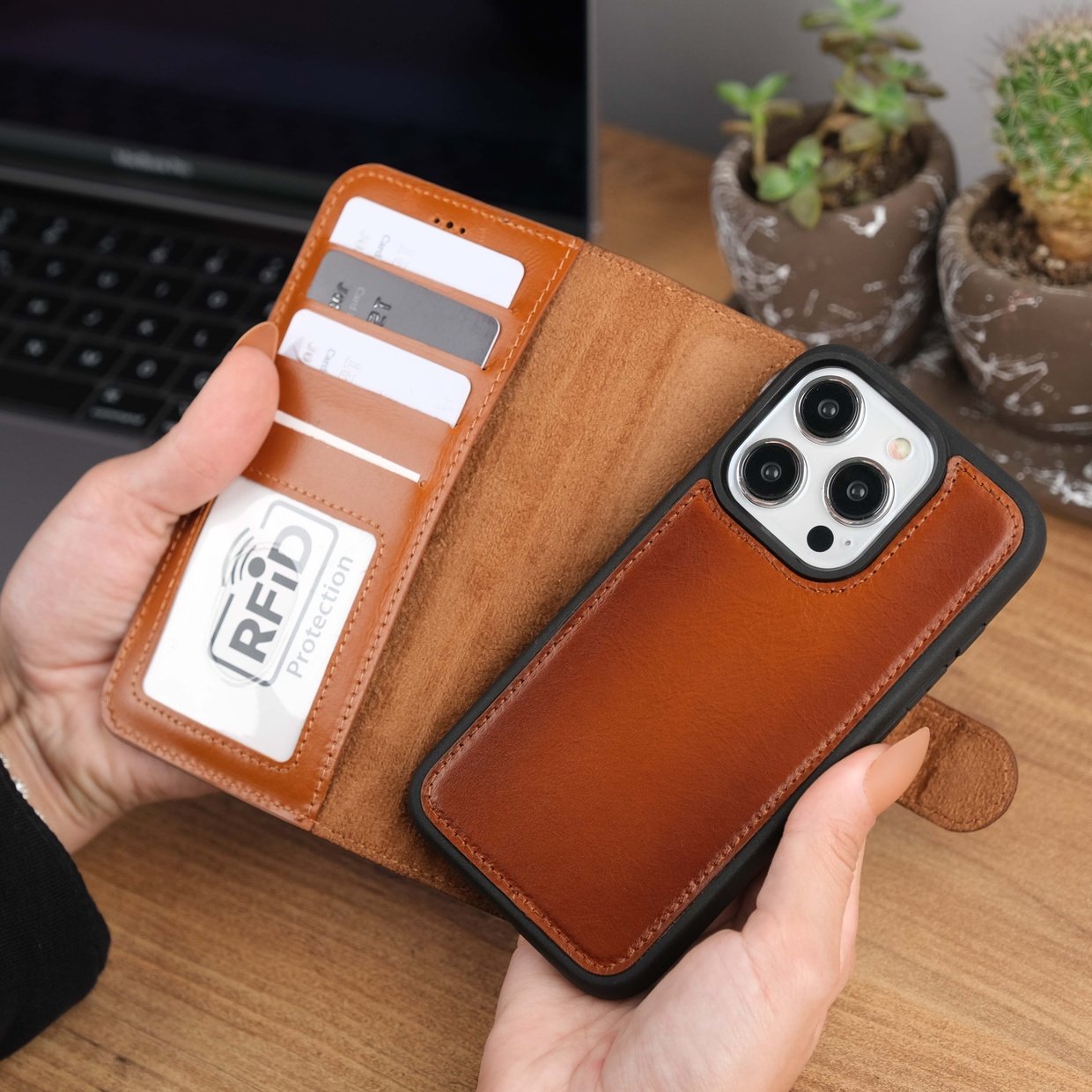 Tan Leather iPhone 15 Pro Case