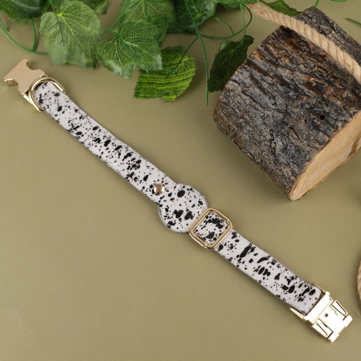 Dalmatian Handcrafted Leather Dog Collar with Airtag Slot
