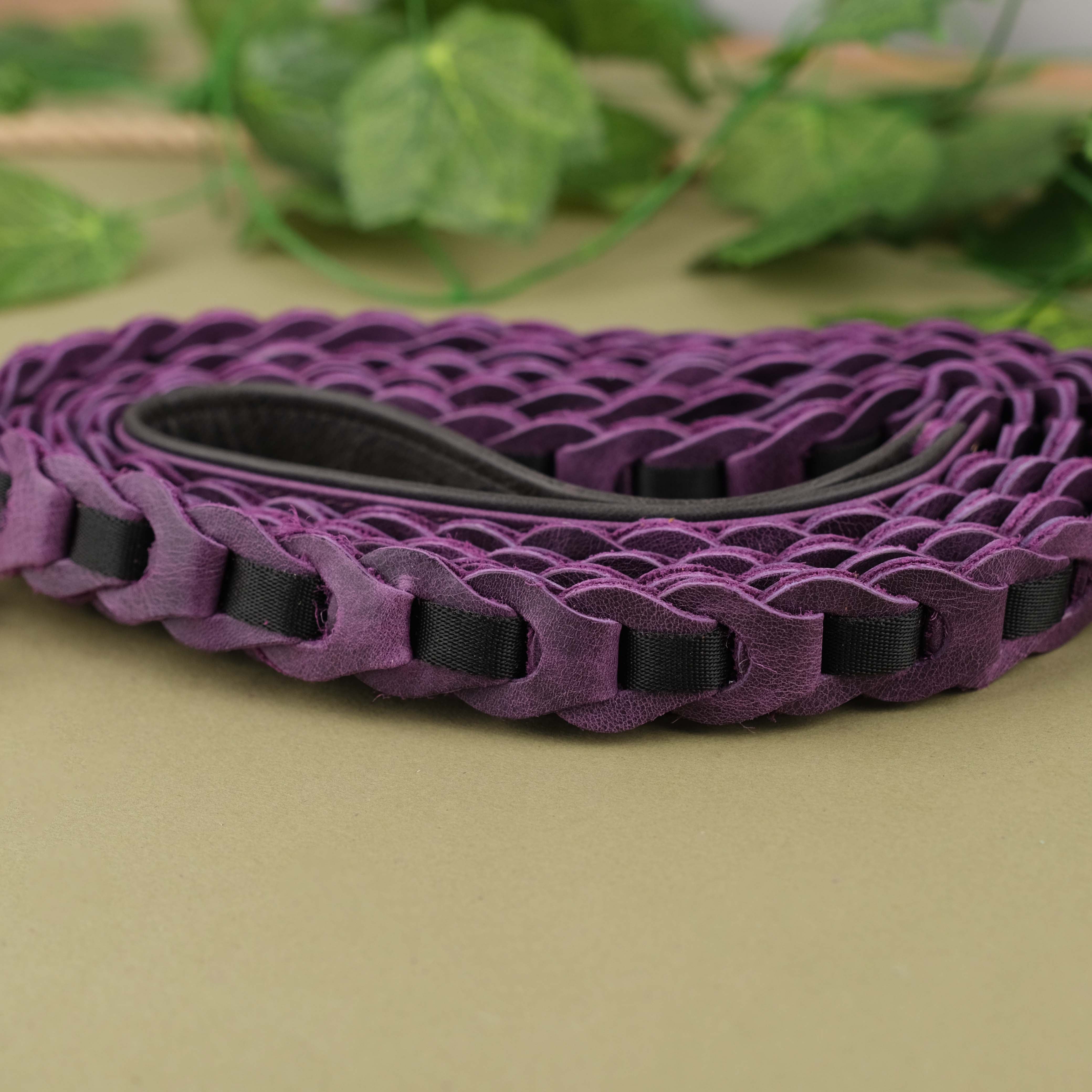 Purple Leather Pet Leash