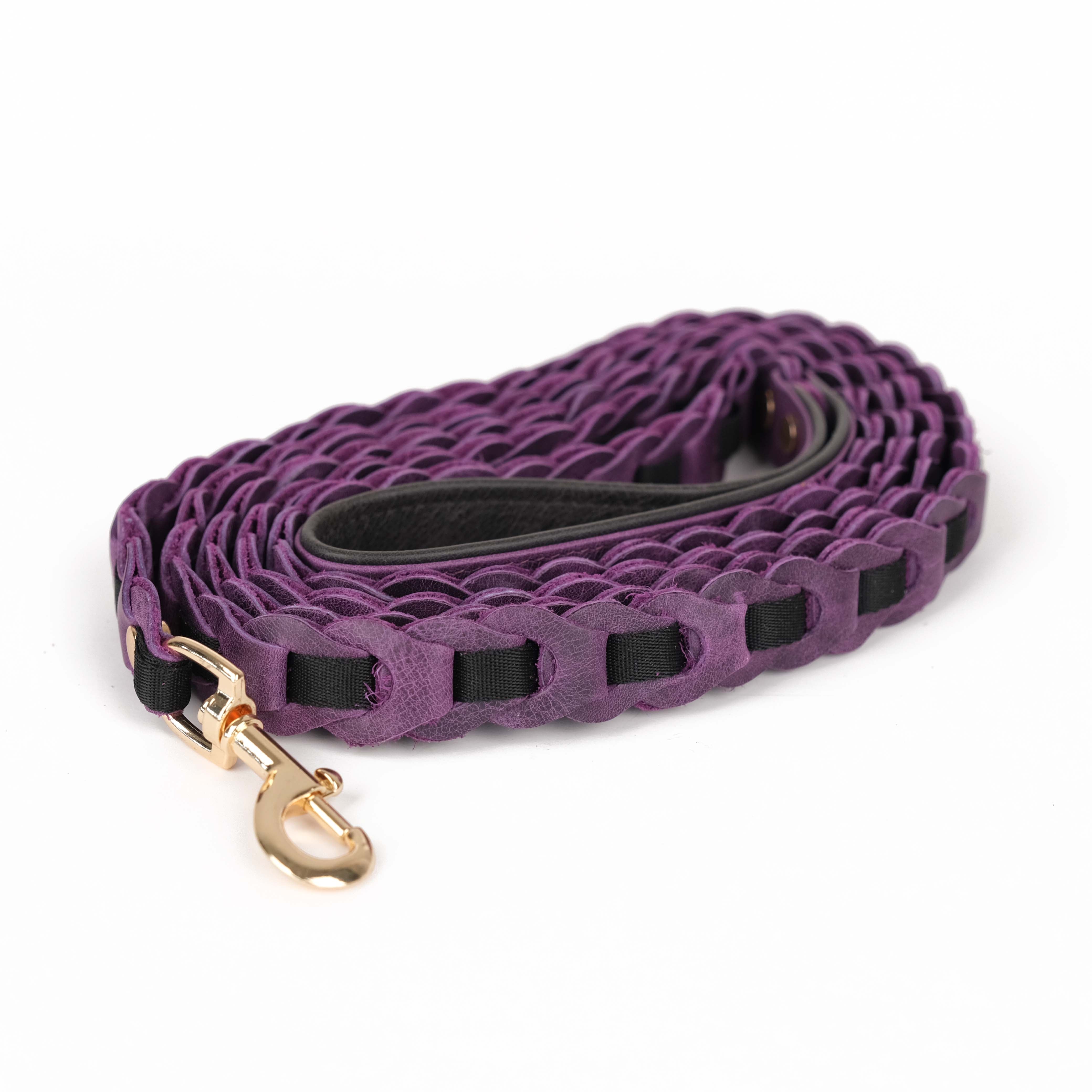 Purple Leather Pet Leash