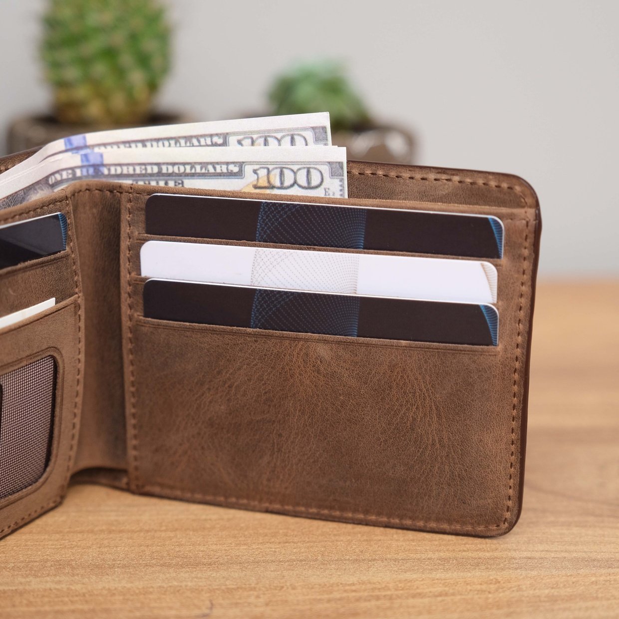 Antique Brown Leather Wallet Gift for Him