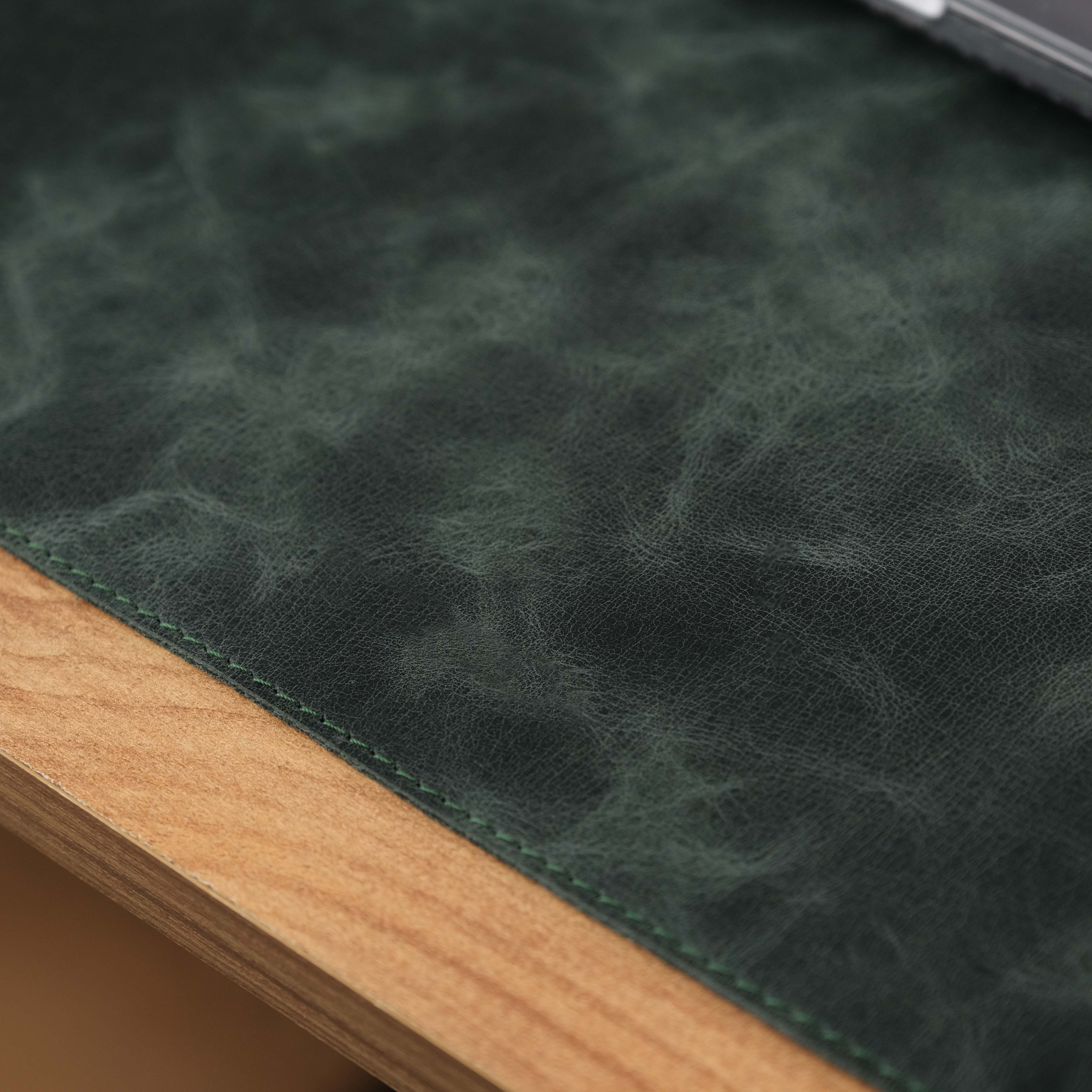 Dark Green Leather Desk Mat Stylish Office Decor