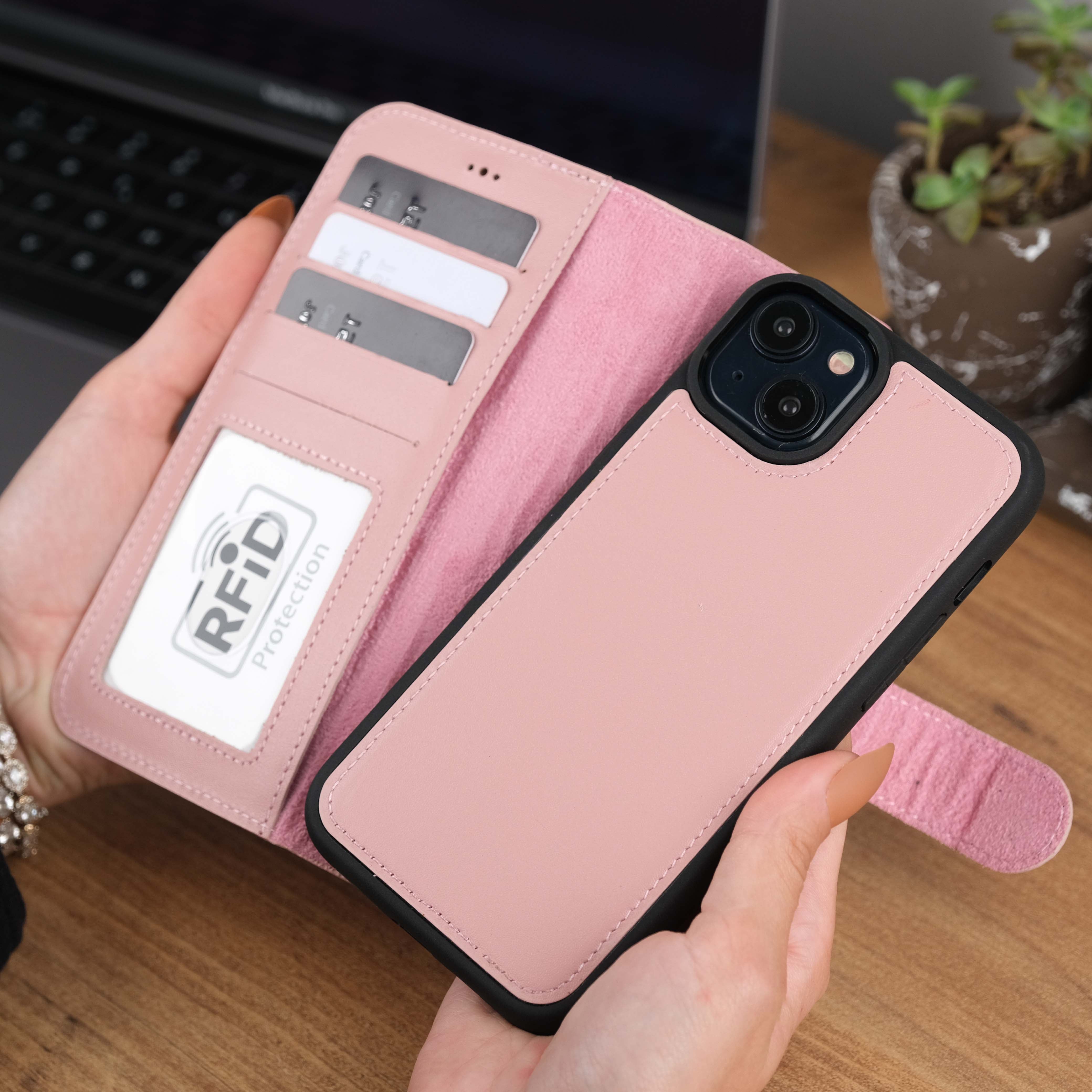 Pink Leather iPhone 15 Case