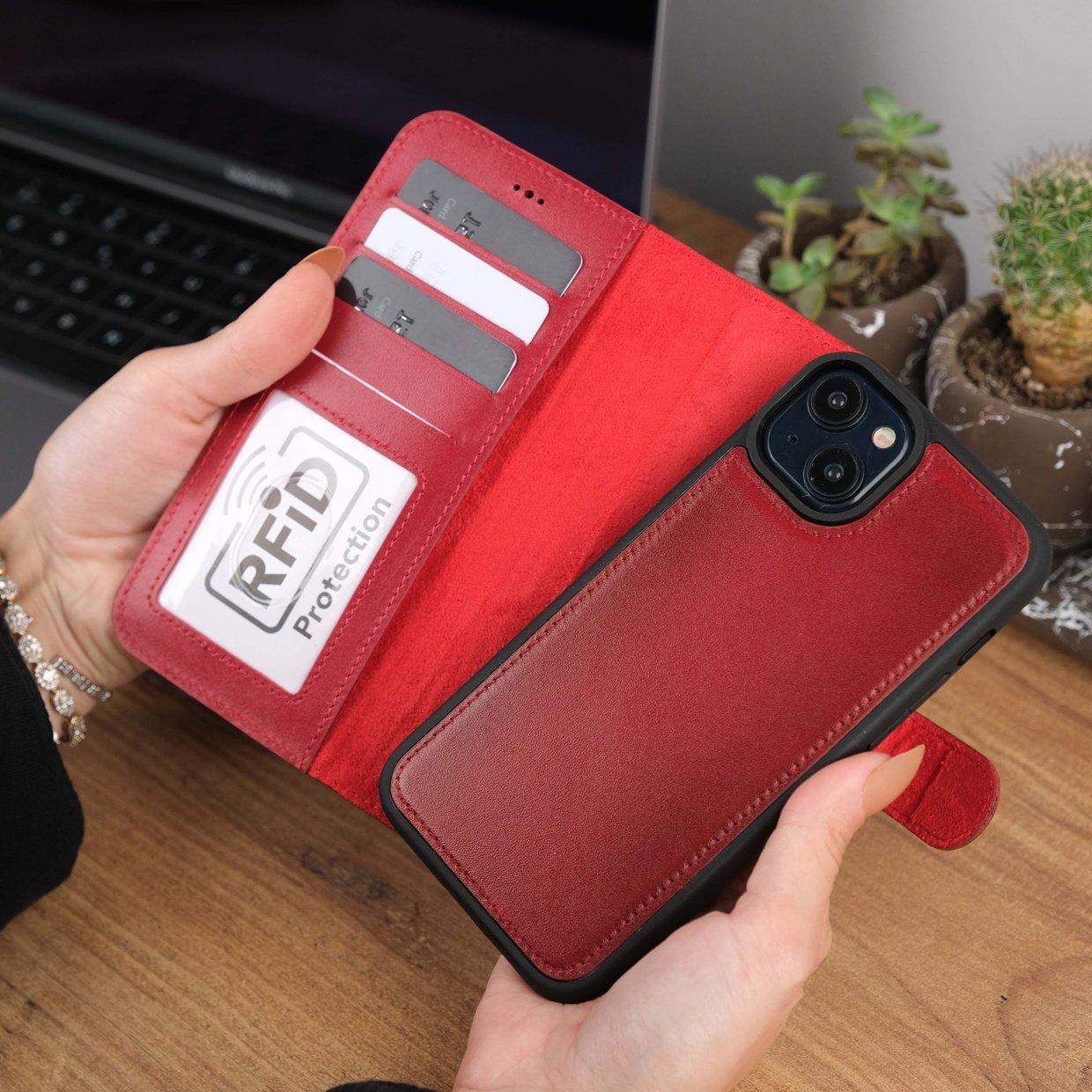 Red Leather iPhone 15 Case